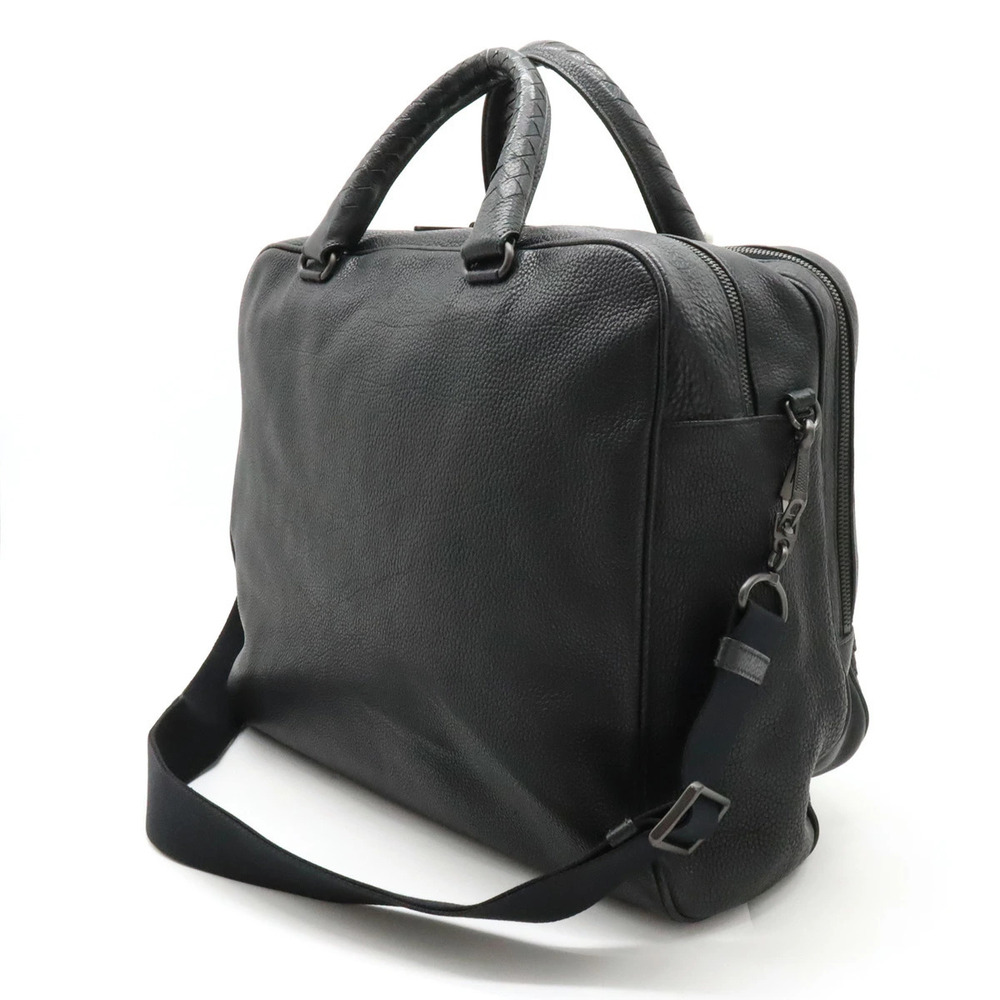 Bottega Veneta Leather Bag Shoulder Intrecciato Black Business Briefcase Black